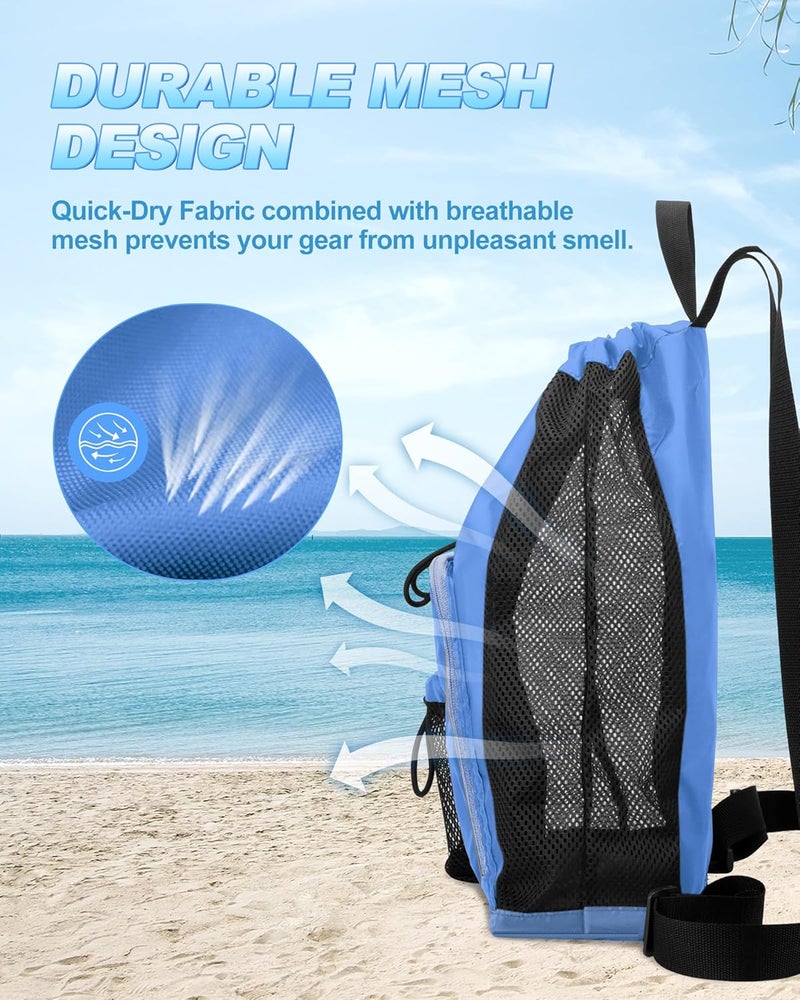 Hoedia Mesh Swim Bag Drawstring Backpack Beach Backpack for Swimming, Pool, Gym, and Workout Gear - Image 5
